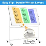 Rolling white board with double writing layout displaying math equations and easy flip feature