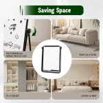 Rolling white board displayed in various space-saving scenarios around a home