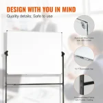Rolling white board with aluminum alloy frame and removable tray in office setting